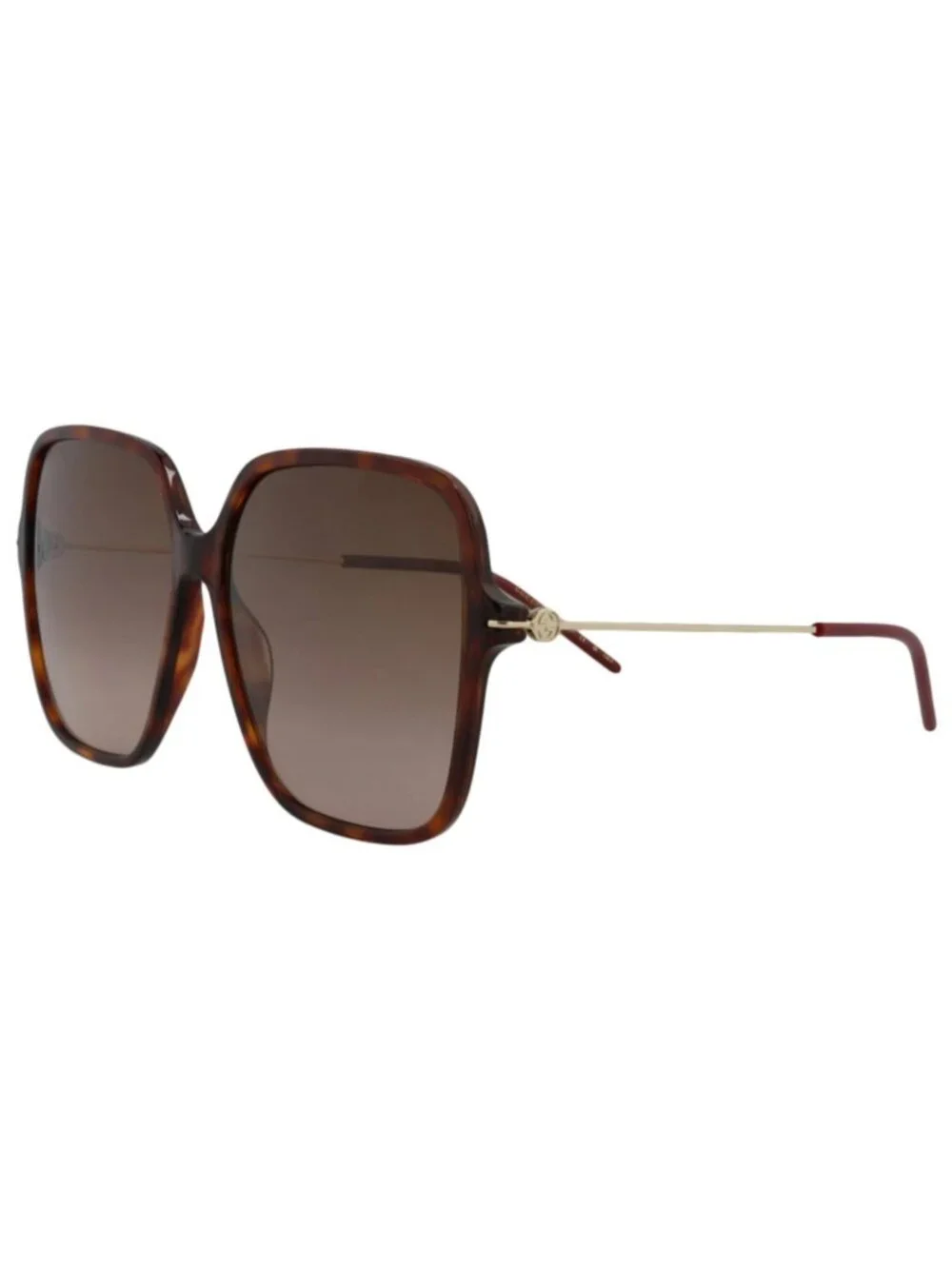 New Gucci Women's Sunglasses Square Rectangle Recycled Acetate Frame Havana Gold